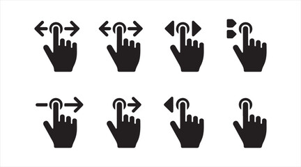 Fototapeta premium Touchscreen gesture icons collection representing swipe, tap and mobile interaction