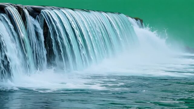 Waterfall cascading over a weir