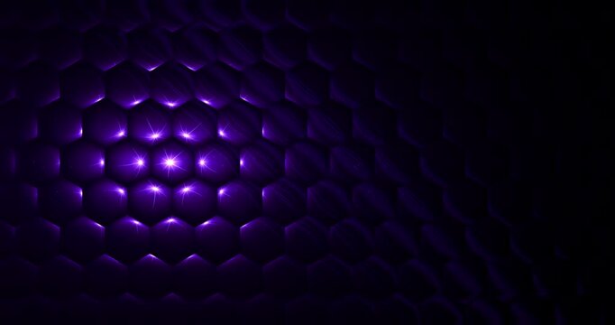 An abstract blue background featuring glowing lights and purple energy patterns creates a digital motion design backdrop with bright stars and a dark space shine