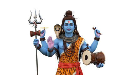 Lord Shiva with multiple arms and traditional attributes