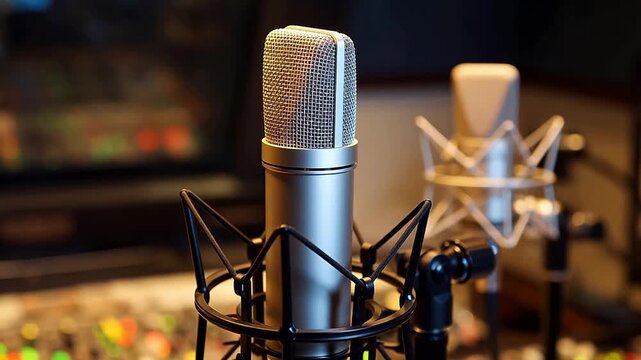 Microphones in recording studio setup