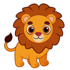 Obraz premium Friendly lion with big mane, simple cartoon style with space for alphabet text