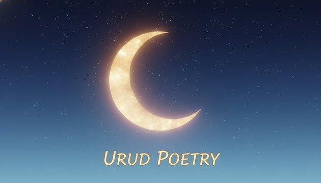 Crescent Moon Night Sky Poetry Cover Urdu Poetry