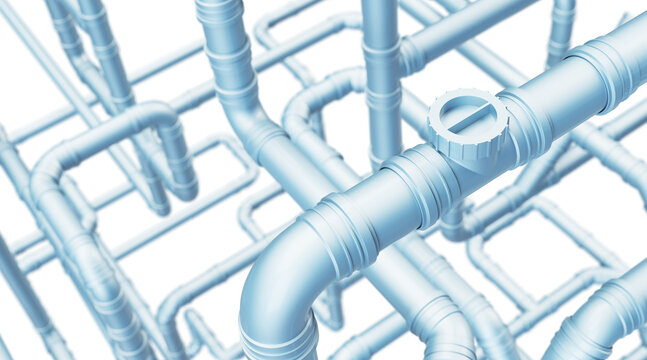 Drain Pipes isolated on White. Industrial Background. 3D illustration