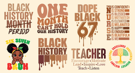 Black history month svg bundle melanin drip quotes juneteenth freedom teacher nurse pride design © Shampad