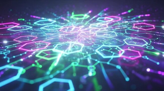 Abstract blue fiber optics background featuring bright light spots integrated into a global digital network connection with a world map concept for business technology and data communication