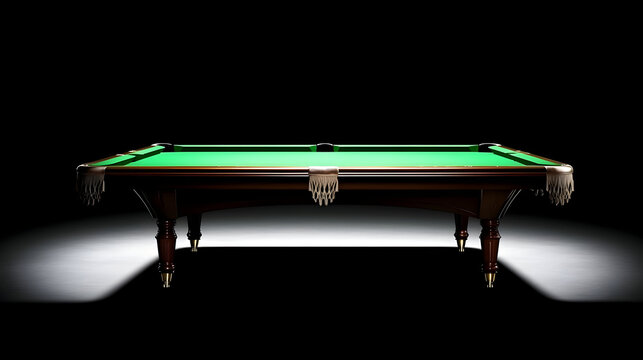 Professional snooker table with green baize and elegant wooden frame