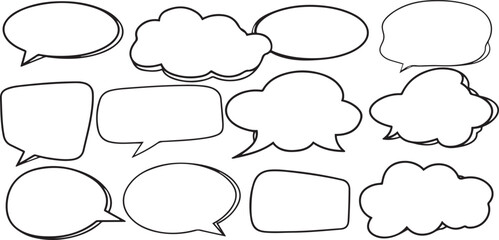 Obraz premium Hand drawn speech and thought bubbles collection speech bubble