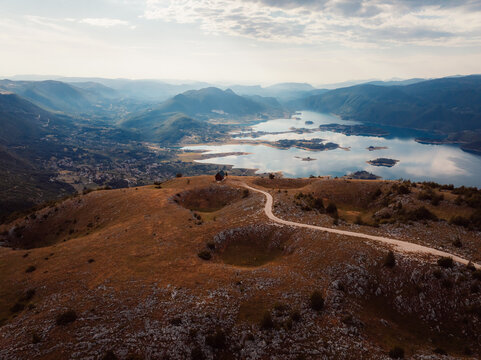 Aerial view of Rama lake or Ramsko jezero in Bosnia and Herzegovina