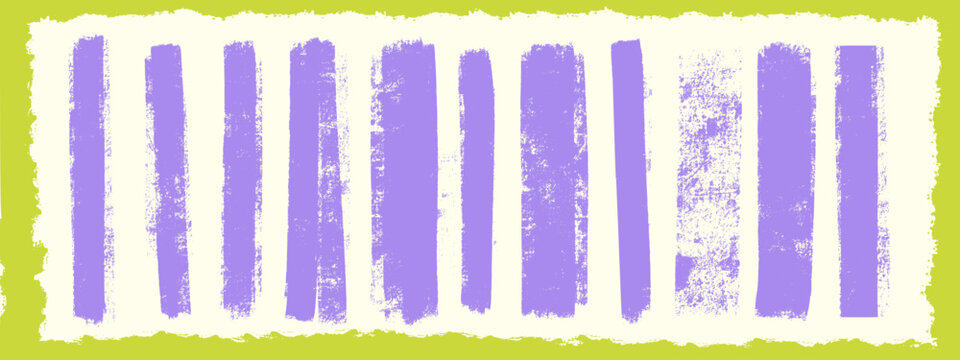 Ink roller stripe texture. Rough brayer lines with distressed grain and torn frame edges. Linocut print effect.