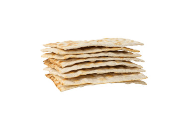 Obraz premium Passover tradition includes stacked matzah bread, isolated, PNG