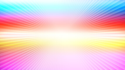 Obraz premium Vibrant radial sunburst background with colorful rainbow gradient rays emitting from a bright white center