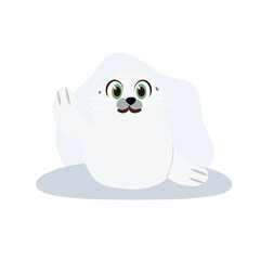 waving baby seal cartoon character adorable seal pup flat design for nursery and kids projects