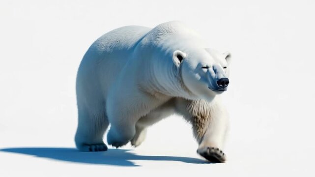 Polar bear arctic snow winter wildlife predator powerful running white nature frozen landscape animal strength motion white fur arctic animal carnivore ice cold walk bright sunlight powerful presence