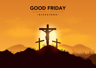 Naklejka na ściany i meble Good friday cultural background for spiritual belief and faith. Good Friday creative Post Design. Happy Good Friday and Holy Week Poster Design.
