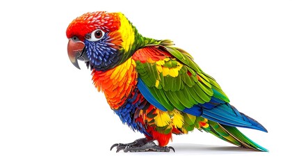 Obraz premium Colorful Parrot on White Background.