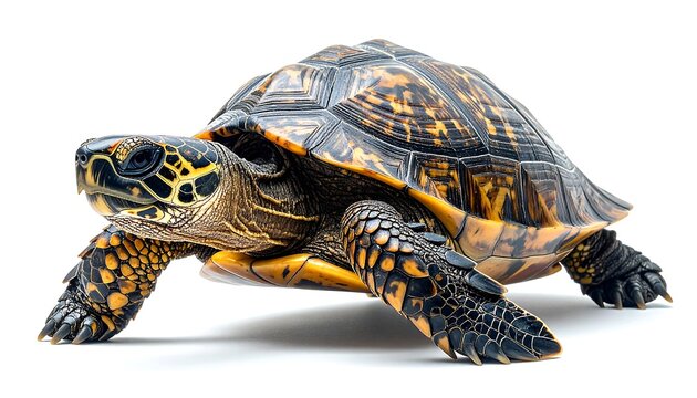 Vibrant Turtle Shell Closeup on White Background.