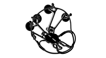 Stylized monochrome outline illustration of a classic percussion instrument for rhythmic musical