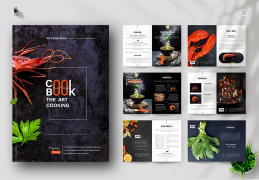DarkStyle Restaurant Cookbook Recipe Book Template