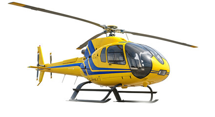 Fototapeta premium A yellow helicopter on a transparent background