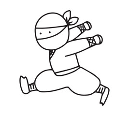 Naklejka premium 手描きのかわいい走る忍者のイラスト