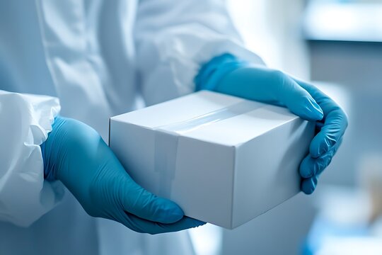 Scientist handling a sterile laboratory sample in a controlled environment