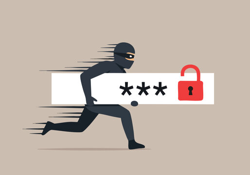 Hacker stealing password. Cybercrime concept.