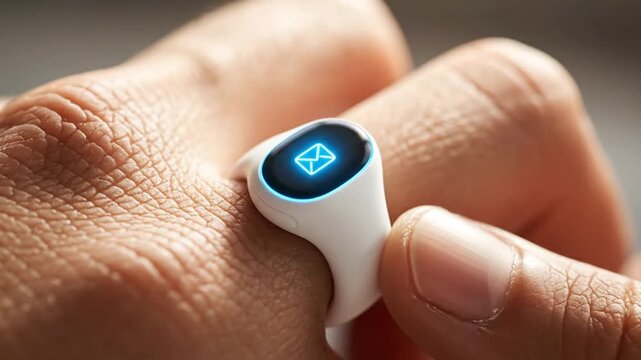 Person Holding White Smart Ring Closeup.