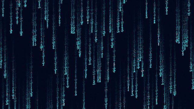Arabic Matrix Digital Rain Falling Code Background, Glowing Arabic Script Falling Like Matrix Rain Animation, Cyber Hacker Encryption Arabic Code Motion Background