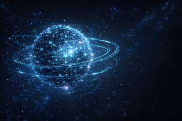 Obraz premium Futuristic Artificial Intelligence Planet Made of Digital Neural Connections