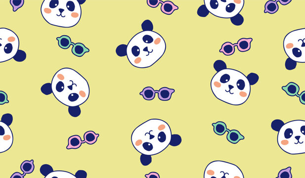 Cute panda pattern background vector design