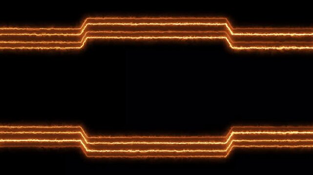 Neon Orange HUD Frame Animation, Glowing Electric Lines Border Loop, Futuristic Abstract Sci-Fi Display Background