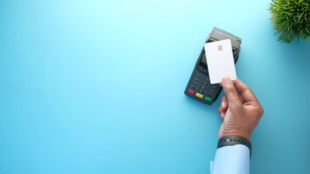 Contactless payment with credit card and payment terminal, paying using NFC technology