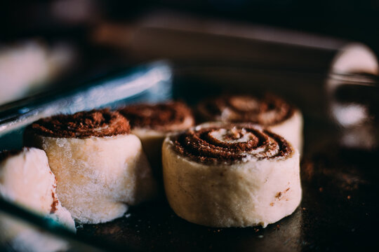 Side View of Unbaked Cinnamon Roll