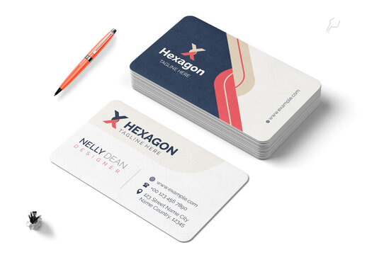 Blue and Coral Corporate Business Card Template