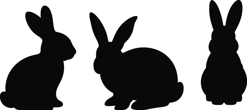 rabbit, bunny, hare, animal, pet, silhouette, icon, vector, black, cute, mammal, wildlife, mascot, illustration, design, rabbit silhouette, bunny silhouette