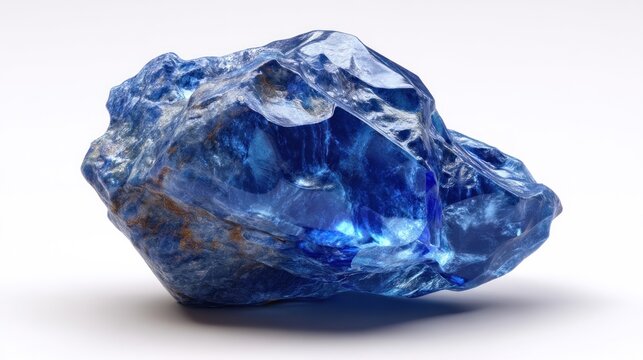 Blue gemstone crystal mineral isolated