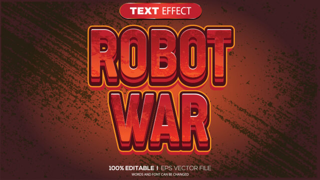 3d text effect robot war theme