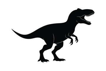 Tyrannosaurus Rex dinosaur silhouette isolated on white. Angry T-Rex predator vector illustration.