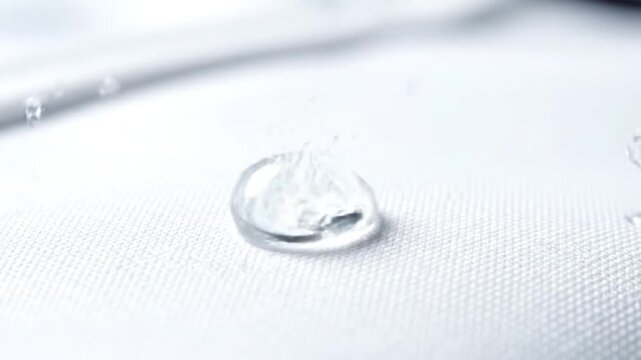 Water Droplets Falling on White Surface Slow Motion.