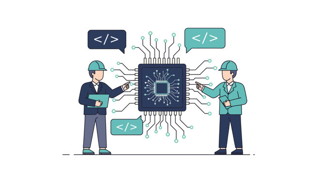 Two Technicians Working on Microchip Development.