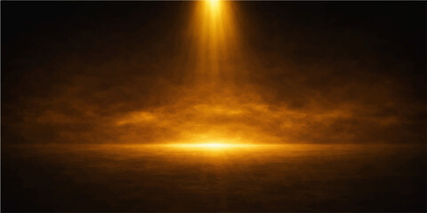 A beautiful summer sky filled with orange and yellow sun rays captures the nature of a sunset over the ocean as clouds drift across the horizon at dusk © alien