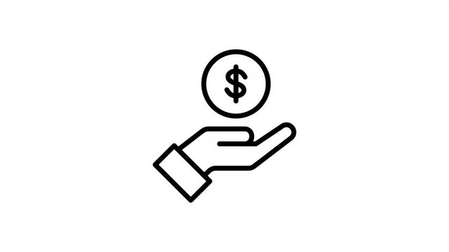 Minimal flat vector animation of a hand holding and presenting cash money with smooth modern motion and clean design. Financial transaction concept ideal for banking, payment, investment, business sup