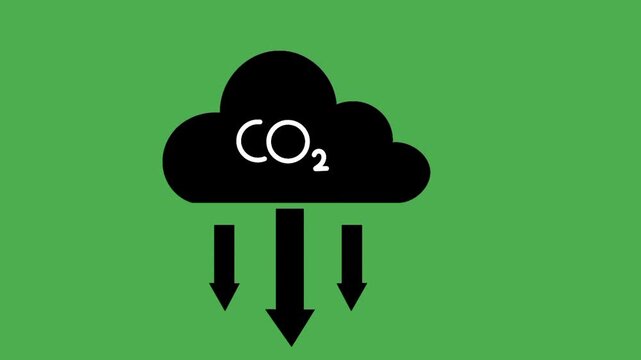 Black carbon dioxide emission icon with cloud and carbon dioxide text. Symbol representing pollution, atmosphere contamination, climate issue, and environmental warning.