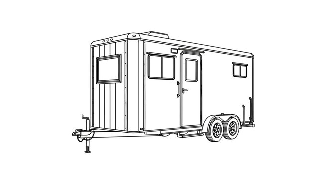 Outline illustration of a generic utility cargo trailer on a white background transport vehicle