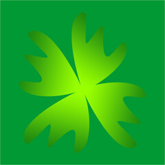 Obraz premium A vibrant abstract clover spins softly, four leafy arms radiating energy, harmony, growth, and nature’s quiet rhythm against deep green calm backdrop.