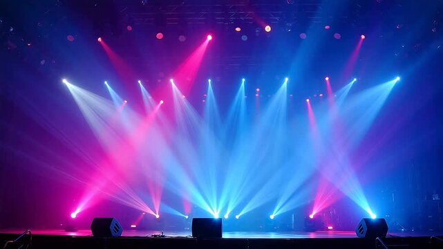 Stage with colorful light beams