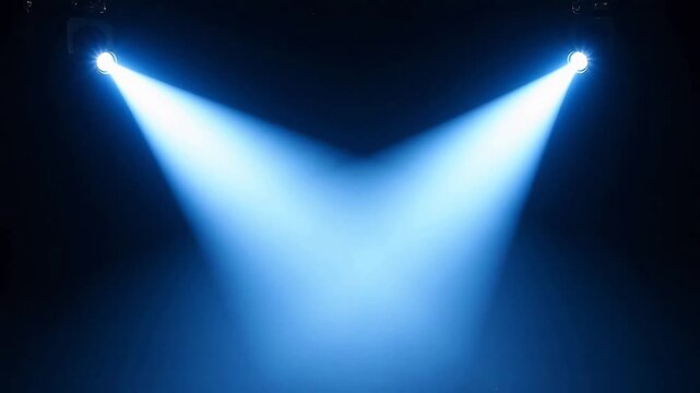 Two bright blue stage lights