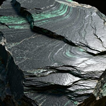 Phyllite Fine grained foliated metamorphic rock with a silky she