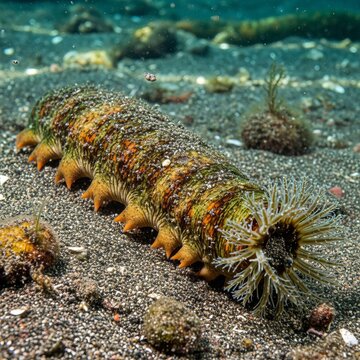Sea Cucumber Marine echinoderms with elongated cucumber shaped b